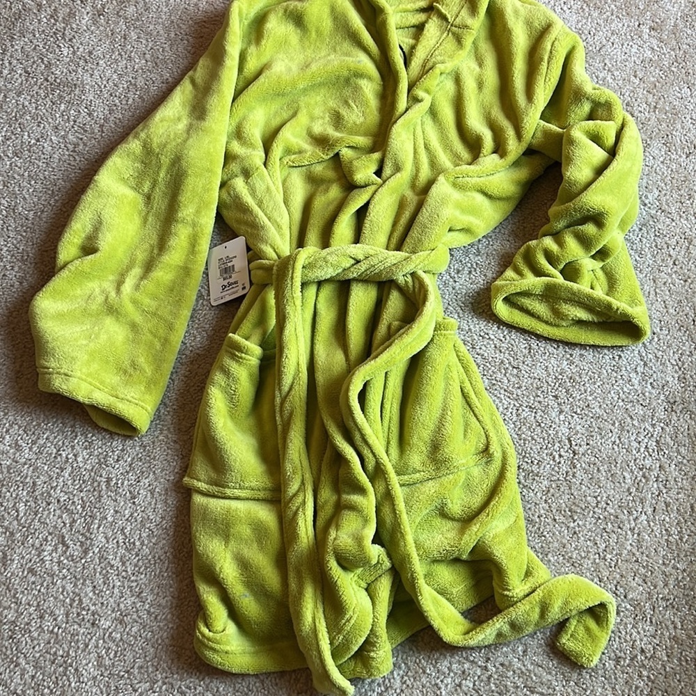 Dr Seuss The Grinch green hooded plush Mr Grinch Robe size large XL - Picture 6 of 8